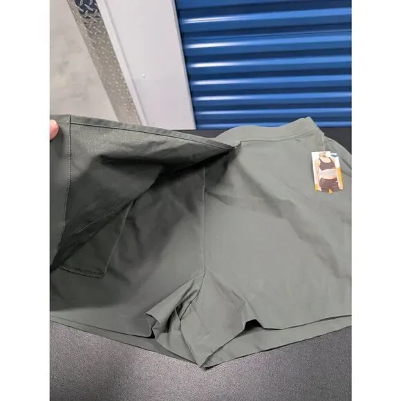 NWT Avia Cargo Skirt Hike Skort Casual Green Midnight Mini Skirt Side Slit High - Picture 2 of 8